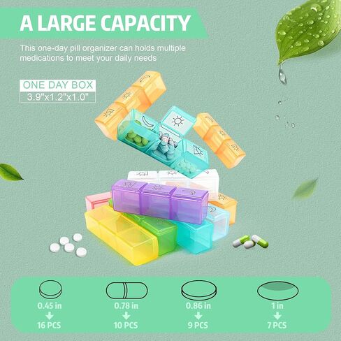 Gelozid Medicine Organizer Box, 30 Day Pill Organizer with 32 Daily Compartments and Hard Shell Travel Case, Monthly Pill Organizer 3 Times A Day for Vitamins, Fish Oil, Medications and Supplements in Kuwait