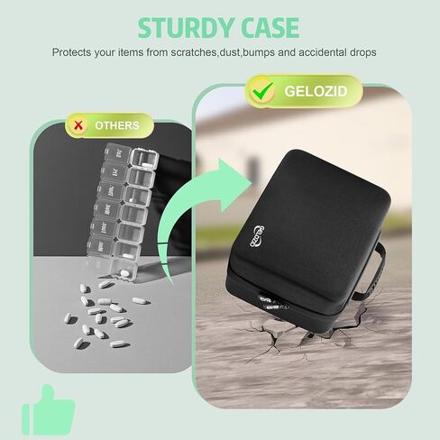 Gelozid Medicine Organizer Box, 30 Day Pill Organizer with 32 Daily Compartments and Hard Shell Travel Case, Monthly Pill Organizer 3 Times A Day for Vitamins, Fish Oil, Medications and Supplements in Kuwait