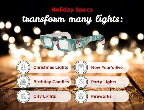 نظارات ثلاثية الأبعاد من American Paper Optics Holiday Specs، 12 عبوة - نظرة عيد الميلاد على أضواء عيد الميلاد من خلال النظارات الثلاثية الأبعاد ورؤية رجال الثلج أو رقاقات الثلج أو سانتا أو رجال خبز الزنجبيل أو قصب الحلوى أو الأشجار in Kuwait