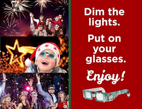 نظارات ثلاثية الأبعاد من American Paper Optics Holiday Specs، 12 عبوة - نظرة عيد الميلاد على أضواء عيد الميلاد من خلال النظارات الثلاثية الأبعاد ورؤية رجال الثلج أو رقاقات الثلج أو سانتا أو رجال خبز الزنجبيل أو قصب الحلوى أو الأشجار in Kuwait