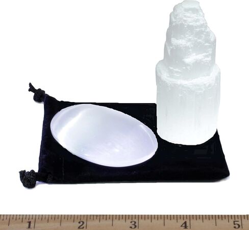 دانسينغ بير برج سيلينيت وحجر النخيل الفاخر المصنف يدويًا يتضمن بطاقة تعريف تعليمية لحسن الحظ والحماية، طاقة نقية، ديكور العصر الجديد، التدليك، ريكي، شاكرات التوازن in Kuwait