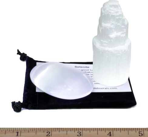 دانسينغ بير برج سيلينيت وحجر النخيل الفاخر المصنف يدويًا يتضمن بطاقة تعريف تعليمية لحسن الحظ والحماية، طاقة نقية، ديكور العصر الجديد، التدليك، ريكي، شاكرات التوازن in Kuwait