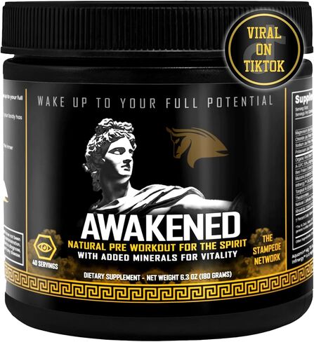 Awakened Natural Pre Workout Powder 12-in-1 | Conscious Energizer | Bee Pollen + N.O. Booster | Mucuna Pruriens, Tongkat Ali, Rhodiola, Alpha GPC & Trace Minerals | Spartan Bee Bread Brand, 40SV in Kuwait