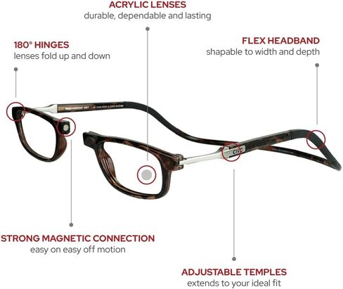 نظارات القراءة المغناطيسية من كليك، قارئات الكمبيوتر، عدسات قابلة للاستبدال، هياكل قابلة للتعديل، مرنة in Kuwait