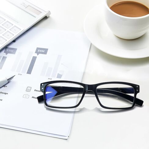 FADBON 6 عبوات من نظارات القراءة ذات الضوء الأزرق، قارئات بمفصلات زنبركية للرجال والنساء، إطار أسود مضاد للوهج in Kuwait