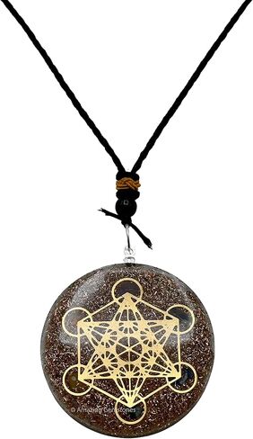 قلادة مذهلة من الأحجار الكريمة مع كريستال السيلينيت ومكعب ميتاترون - قلادة قلادة علاجية طبيعية للنساء والرجال والأطفال in Kuwait