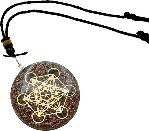 قلادة مذهلة من الأحجار الكريمة مع كريستال السيلينيت ومكعب ميتاترون - قلادة قلادة علاجية طبيعية للنساء والرجال والأطفال in Kuwait