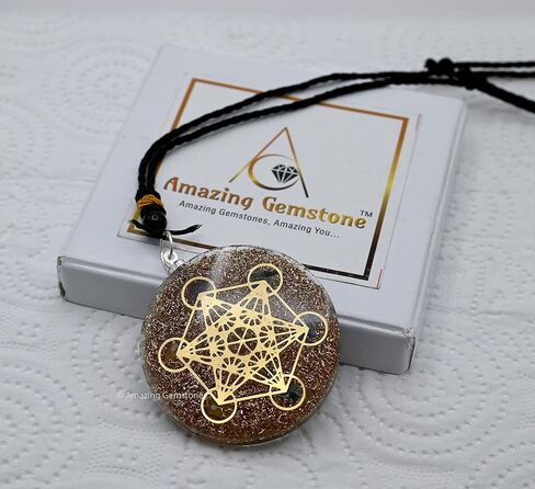 قلادة مذهلة من الأحجار الكريمة مع كريستال السيلينيت ومكعب ميتاترون - قلادة قلادة علاجية طبيعية للنساء والرجال والأطفال in Kuwait