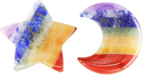 احجار كريمة على شكل قمر ونجمة كريستال، شاكرا كريستال مون من ويميكي، احجار شاكرا علاجية للقلق، حجر شاكرا مصقول لصنع المجوهرات بنفسك (قمر ونجمة) in Kuwait