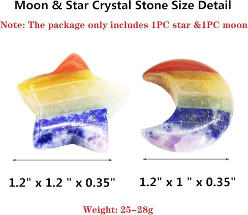 احجار كريمة على شكل قمر ونجمة كريستال، شاكرا كريستال مون من ويميكي، احجار شاكرا علاجية للقلق، حجر شاكرا مصقول لصنع المجوهرات بنفسك (قمر ونجمة) in Kuwait