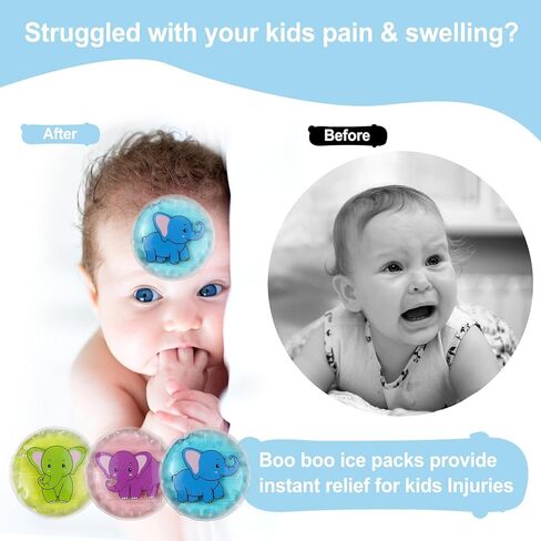 عبوات ثلج للأطفال من Pallesen من أجل Boo Boos، 3 عبوات ثلج Boo Boo للأطفال الصغار حزمة ثلج للإصابات حزمة ثلج للأطفال قابلة لإعادة الاستخدام، عبوات ثلج على شكل فيل لتخفيف آلام الأطفال والكدمات والحمى والتورم in Kuwait