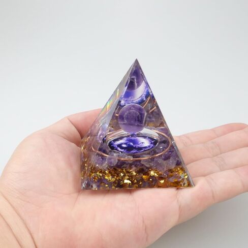 Kegeter هرم الطاقة الإيجابية جمشت هرم الكرة مولد هرم الطاقة للبلورات الواقية المستخدمة لتقليل الإجهاد والشفاء والتأمل وجذب الثروة الأرجواني المحظوظ، ديكور المنزل in Kuwait