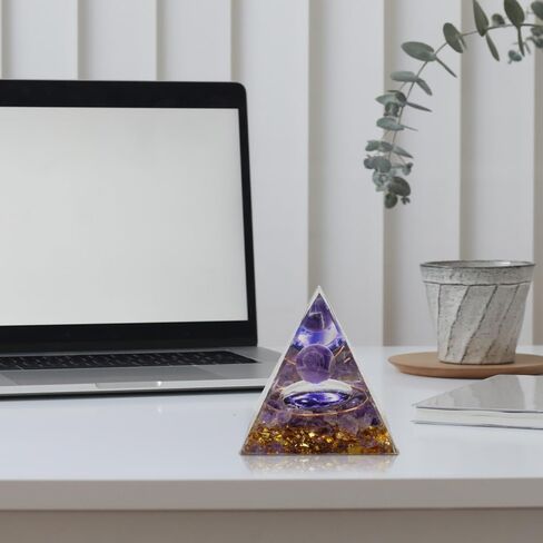Kegeter هرم الطاقة الإيجابية جمشت هرم الكرة مولد هرم الطاقة للبلورات الواقية المستخدمة لتقليل الإجهاد والشفاء والتأمل وجذب الثروة الأرجواني المحظوظ، ديكور المنزل in Kuwait