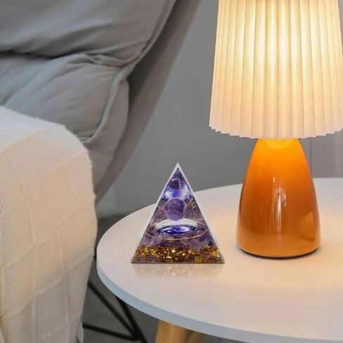 Kegeter هرم الطاقة الإيجابية جمشت هرم الكرة مولد هرم الطاقة للبلورات الواقية المستخدمة لتقليل الإجهاد والشفاء والتأمل وجذب الثروة الأرجواني المحظوظ، ديكور المنزل in Kuwait