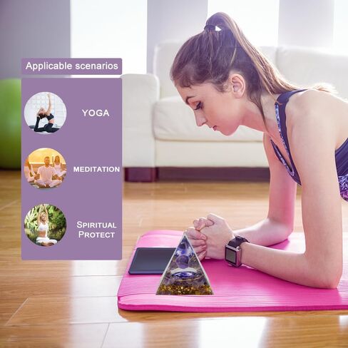 Kegeter هرم الطاقة الإيجابية جمشت هرم الكرة مولد هرم الطاقة للبلورات الواقية المستخدمة لتقليل الإجهاد والشفاء والتأمل وجذب الثروة الأرجواني المحظوظ، ديكور المنزل in Kuwait