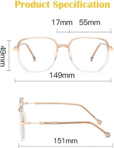 نظارات قراءة عصرية محمولة مضادة للضوء الأزرق للنساء من Glassify، قارئ خفيف للغاية، نظارات كبيرة متعددة البؤر بإطار كبير in Kuwait
