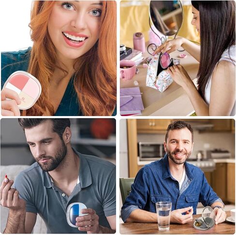 Daily Pill Organizer Pocket Pharmacy, 4 Compartments Potable Pill Holder Medicine Case for Women Men Travel Essentials, Pills Container Box to Hold Vitamins, Fish Oils for Purse Pocket - Black Grey in Kuwait