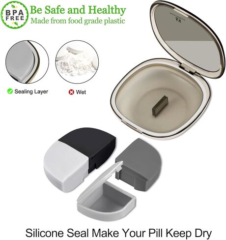 Daily Pill Organizer Pocket Pharmacy, 4 Compartments Potable Pill Holder Medicine Case for Women Men Travel Essentials, Pills Container Box to Hold Vitamins, Fish Oils for Purse Pocket - Black Grey in Kuwait