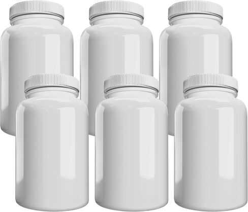 Mountain West Company (6 Pack) White Pill Bottle with Lid, Storage, Plastic Pill Container, 150cc Capacity in Saudi Arabia