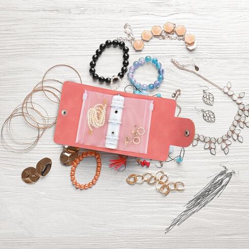 كتاب تخزين المجوهرات من Hearoo، حقيبة تنظيم مجوهرات السفر من جلد البولي يوريثان مع جيوب بسحاب للخواتم والقلائد والأساور والأقراط والبروش والخرز (أزرق داكن) in Kuwait