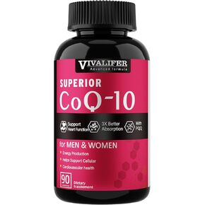 VIVALIFER CoQ10 300mg - High Potency Coenzyme Q10 Supplement for Antioxidant, Energy Production & Heart Function - 90 Softgels in Kuwait