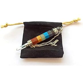 Wholesalegemshop Beautiful Chakra Wand Pendulum Genuine Healing Reiki Chakra Crystal Energy Wellness Deflector Luck Powerful Meditation Fear Healing Fashion Jewelry Gift Wellness for Men Women in Kuwait