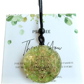 بسيهي عقد بقلادة شاكرا الاورجون العلاجية بلون اخضر من ميتاترون، مكعب ميتاترون، هندسة مقدسة، احجار كريستال اورغونيت، قلب رابع، مجوهرات ريكي شاكرا للرجال والنساء in Kuwait