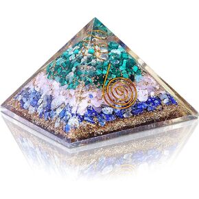 هرم اورجون - هرم كريستالي من الكوارتز الوردي والمالاكيت واللازورد - مولد طاقة ايجابي لحماية هرم الاورجونيت - كريستالات هرمية واحجار علاجية - وفرة امباث in Kuwait
