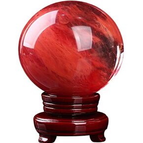 كرة كريستال حمراء من BeneCharm مع حامل، كرة كريستال طبيعية 100 مم ذوبان أحجار كريمة كريستال كوارتز للتأمل، والشفاء، ومجال العرافة، وتزيين المنزل، فنغشوي in Kuwait