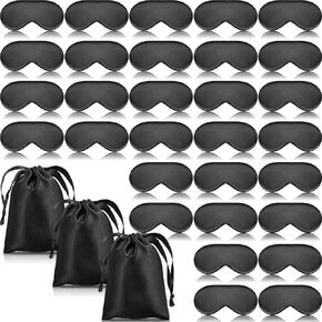 Xtinmee 30 Pieces Silk Sleep Mask Silk Eye Mask with Adjustable Strap Eye Mask for Sleeping Eye Cover Blindfold for Women Men Sleeping Travel (Multicolor)