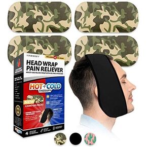 مسكن الألم من Hawwwy (لفافة واحدة، 4 عبوات جل ساخن بارد قابلة لإعادة الاستخدام) مثالية لأسنان الحكمة، جبيرة الوجه، رأس الذقن، جراحة الفم، الصداع النصفي، الفك، وسادة تسخين لتخفيف الأسنان، حزمة ثلج in Kuwait
