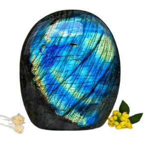 EUSICE - Free Form - Crystals and Healing Stones - 100% Natural and Handcrafted - Relaxation & Anti Stress Stone - Large Gemstone for Wellness (7-12.5 oz, Labradorite)
