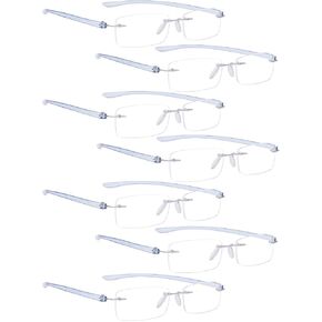 READING GLASSES 7 pack Small Lens Rimless Readers (Blue Arm) in Kuwait