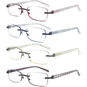 CRGATV 4-pack نظارات قراءة ملونة بدون إطار للنساء الضوء الأزرق حجب القراء الأنيقين المضادة للأشعة فوق البنفسجية / إجهاد العين / الوهج in Kuwait