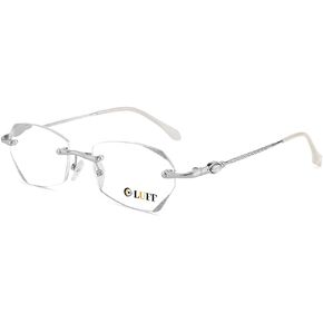 نظارات قراءة بدون إطار من LUFF للنساء، معدنية بدون إطار، حافة مقطوعة بالألماس، قارئات الكمبيوتر ذات الضوء الأزرق، مضادة لإجهاد العين in Kuwait