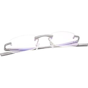 Rimless Clear Bifocal Reading Glasses Blue Light Blocking Readers for Men and Women Unisex Spring Hinge Eyewear Far and Near Dual-Use Lightweight Magnifying Anti Glare Reduce Eyestrain Eyeglasses