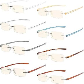 Eyekepper 8 Pack Blue Light Filter Glasses Rimless Computer Eyeglasses +0.00 in Kuwait