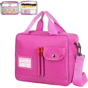 Medicine Pill Bottle Organizer Bag, Large Travel Pill Case Box and Storage, Lockable Vitamins Pill Carrier for Drug, Fish Oil, Medical Supplies (Purple)