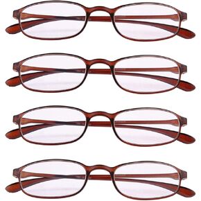 Fullwosing 4 PRS Reading Glasses +200 Eyeglasses Lightweight Slim Black Frame