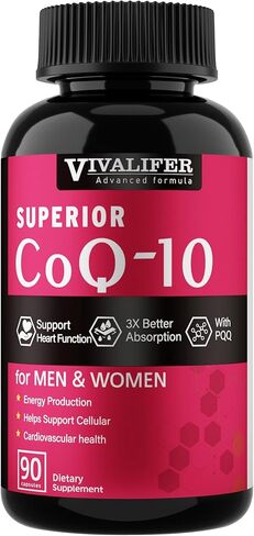 VIVALIFER CoQ10 300mg - High Potency Coenzyme Q10 Supplement for Antioxidant, Energy Production & Heart Function - 90 Softgels in Kuwait