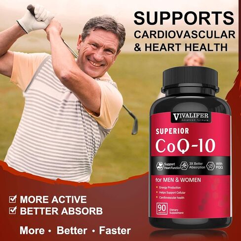VIVALIFER CoQ10 300mg - High Potency Coenzyme Q10 Supplement for Antioxidant, Energy Production & Heart Function - 90 Softgels in Kuwait