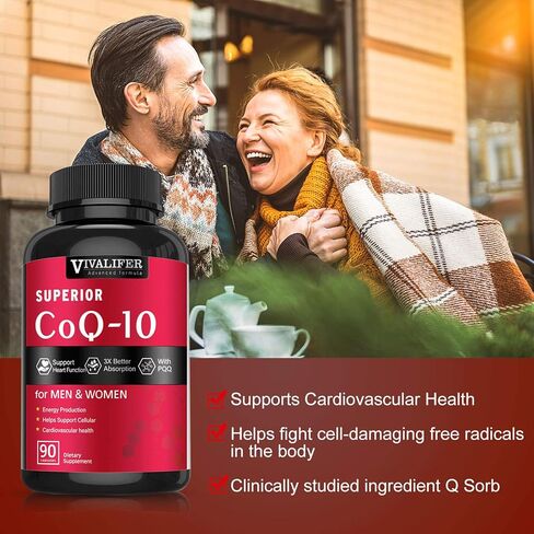 VIVALIFER CoQ10 300mg - High Potency Coenzyme Q10 Supplement for Antioxidant, Energy Production & Heart Function - 90 Softgels in Kuwait