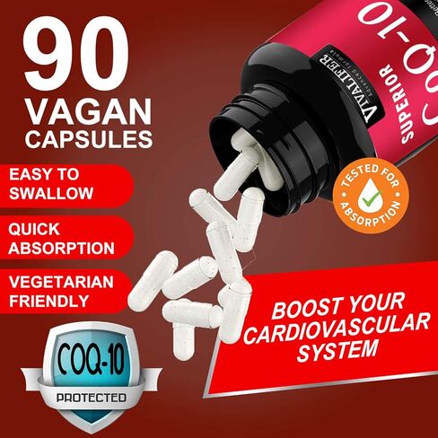 VIVALIFER CoQ10 300mg - High Potency Coenzyme Q10 Supplement for Antioxidant, Energy Production & Heart Function - 90 Softgels in Kuwait