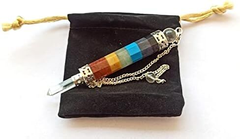 Wholesalegemshop Beautiful Chakra Wand Pendulum Genuine Healing Reiki Chakra Crystal Energy Wellness Deflector Luck Powerful Meditation Fear Healing Fashion Jewelry Gift Wellness for Men Women in Kuwait