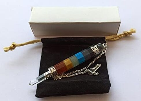 Wholesalegemshop Beautiful Chakra Wand Pendulum Genuine Healing Reiki Chakra Crystal Energy Wellness Deflector Luck Powerful Meditation Fear Healing Fashion Jewelry Gift Wellness for Men Women in Kuwait