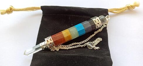 Wholesalegemshop Beautiful Chakra Wand Pendulum Genuine Healing Reiki Chakra Crystal Energy Wellness Deflector Luck Powerful Meditation Fear Healing Fashion Jewelry Gift Wellness for Men Women in Kuwait