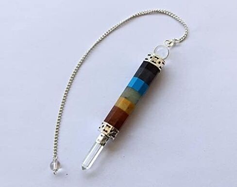 Wholesalegemshop Beautiful Chakra Wand Pendulum Genuine Healing Reiki Chakra Crystal Energy Wellness Deflector Luck Powerful Meditation Fear Healing Fashion Jewelry Gift Wellness for Men Women in Kuwait