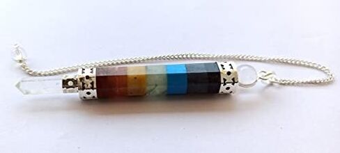 Wholesalegemshop Beautiful Chakra Wand Pendulum Genuine Healing Reiki Chakra Crystal Energy Wellness Deflector Luck Powerful Meditation Fear Healing Fashion Jewelry Gift Wellness for Men Women in Kuwait
