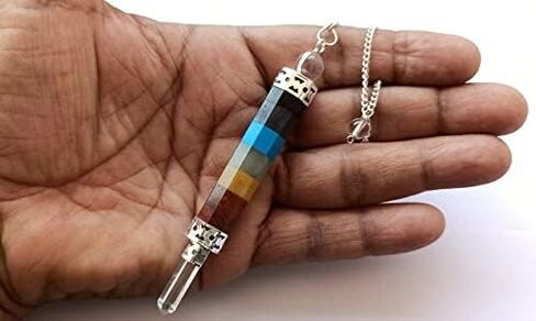 Wholesalegemshop Beautiful Chakra Wand Pendulum Genuine Healing Reiki Chakra Crystal Energy Wellness Deflector Luck Powerful Meditation Fear Healing Fashion Jewelry Gift Wellness for Men Women in Kuwait