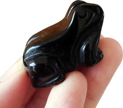 1 Pcs Black Labradorite Frog Crystals and Healing Stone Figurines,1.5 Inches Hand Carved Pocket Animal Room Decor Gemstone in Kuwait